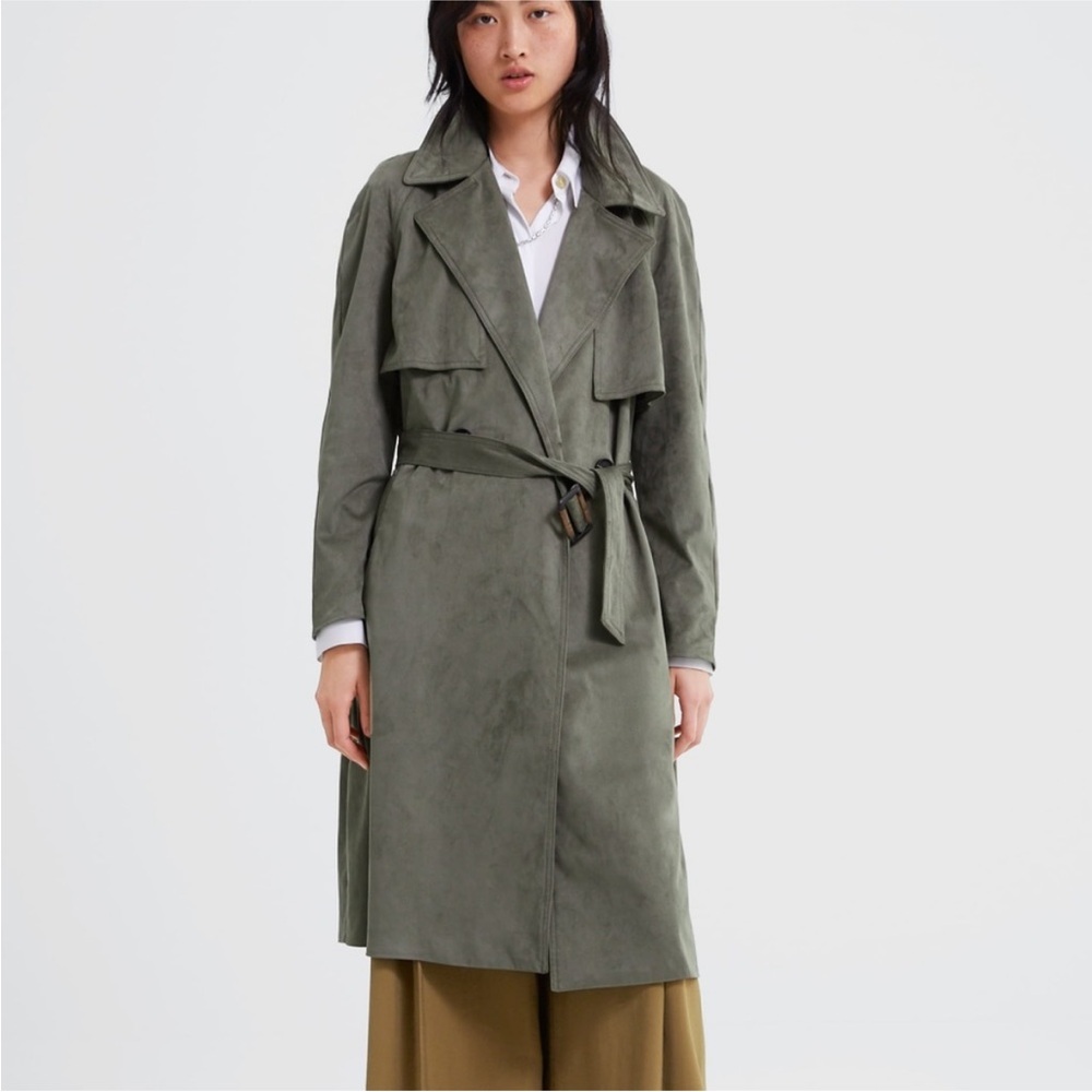 Zara Sage Green Trench Coat